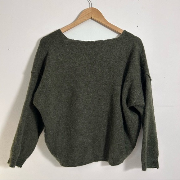 By-Bar Amsterdam V-Neck Mohair Wool Blend Sweater Olive Green Size M - Picture 2 of 7